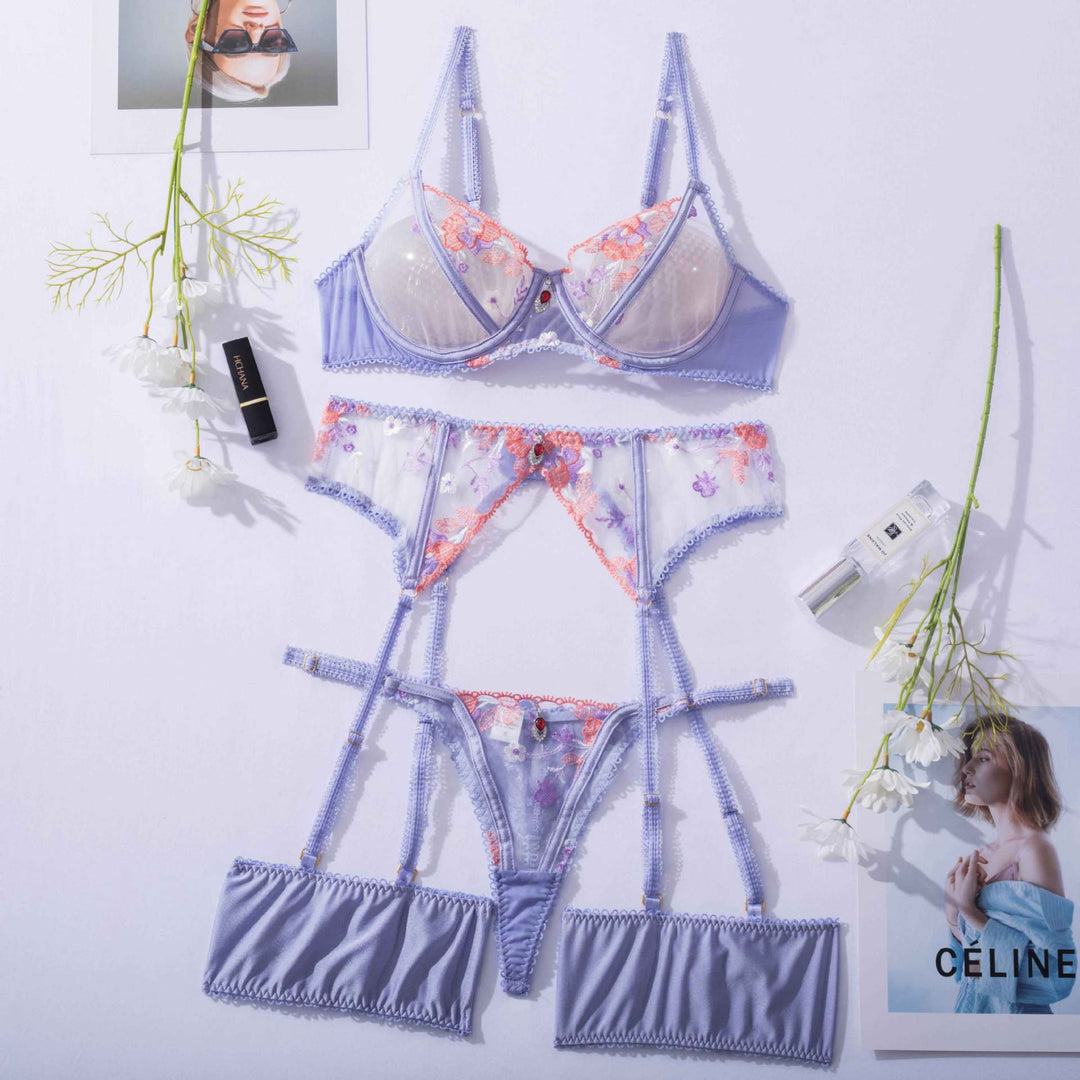 Experience the epitome of seductive elegance with our Hannah 3-Piece Luxurious Lace Lingerie Set